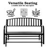 Gardenised Gardenised Outdoor Black Steel Swing, Powder Coated Glider Bench, Loveseat Lawn Rocker Bench for Yard, Patio, Garden and Deck QI003392